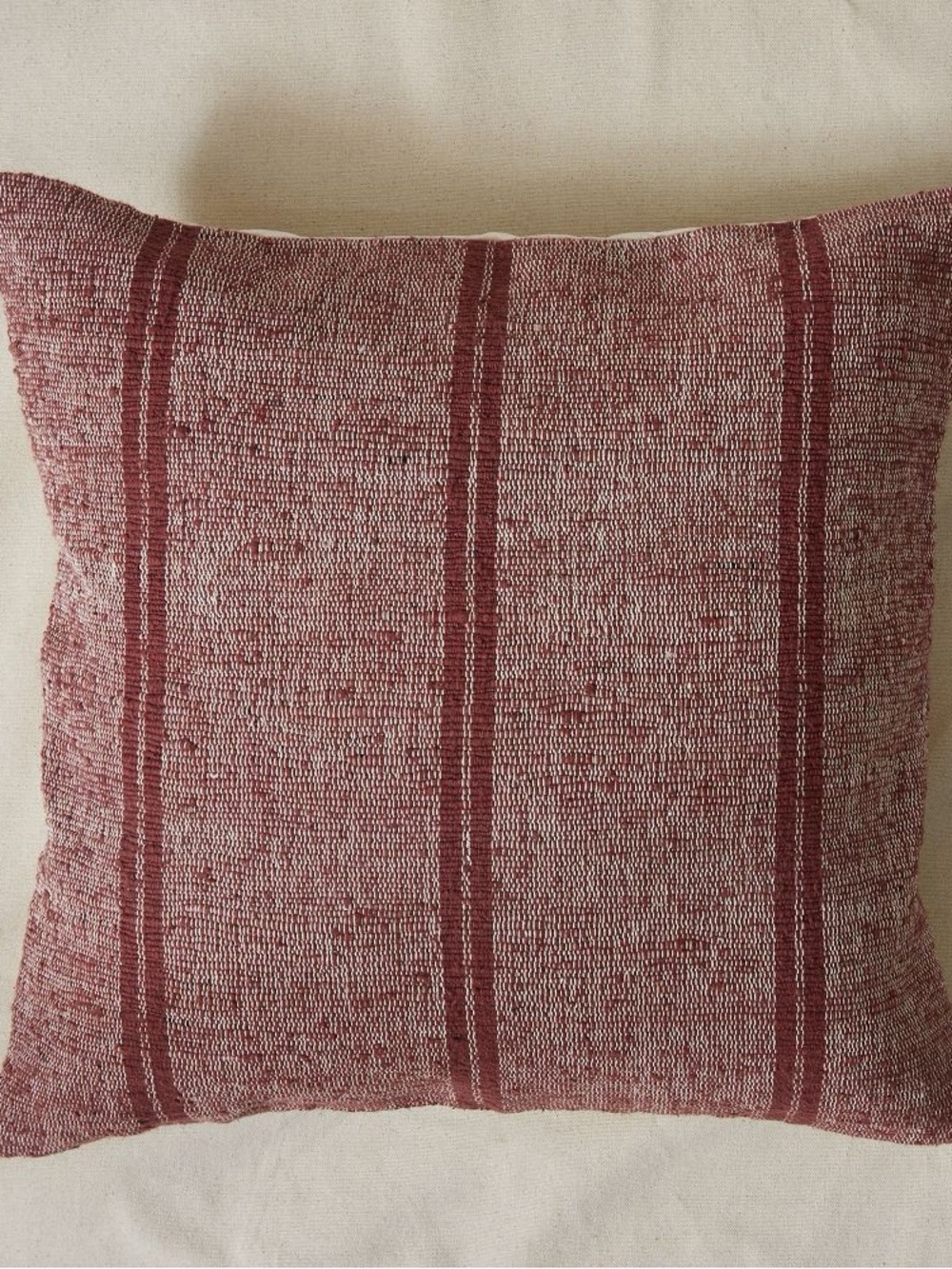GreenRow Boro Woven Stripe Pillow Cover 24”x24” Red Ivory NWT